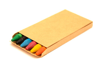 small box of color vax crayons, isolated on white background
