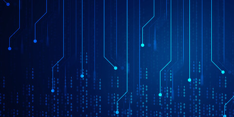 2d illustration abstract digital binary data on computer screen