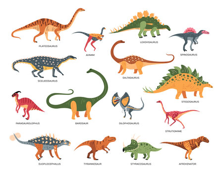 Colorful Dinosaurs Icons Collection Stock Vector | Adobe Stock