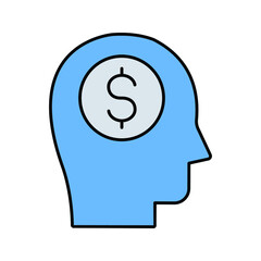 Dollar brain Vector icon which is suitable for commercial work and easily modify or edit it

