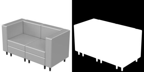 3D rendering illustration of a couch sofa