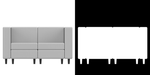 3D rendering illustration of a couch sofa