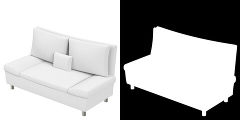 3D rendering illustration of a couch sofa