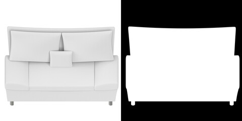 3D rendering illustration of a couch sofa