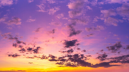 nature panoramic background of colorful sky full of clouds at twilight time