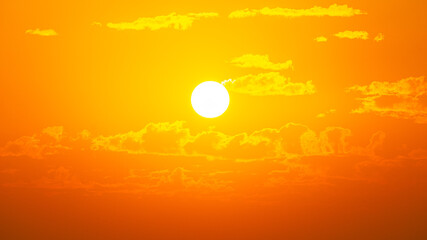 Morning sunrise, orange sky and clouds, nature background image