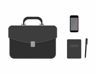 Briefcase isolated on white background. Clipart. Cartoon flat style. Vector illustration