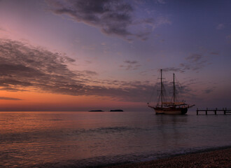 sailboat at sunset