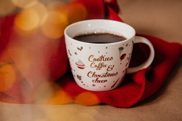 cup of coffee with red christmas