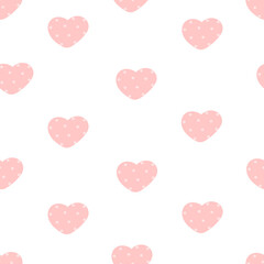Cute doodle style hearts seamless pattern. Valentine's Day background. Cute romantic seamless pattern.  Romantic print.