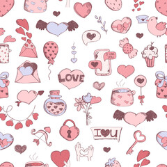 Romantic seamless pattern. Love concept background. Happy Valentine's day.
