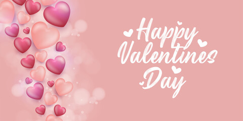 Fototapeta na wymiar Happy Valentine's day banner with hearts flying vector design