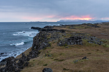 sunset over the coast Iceland