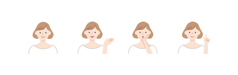 表情セット-女性-シンプル