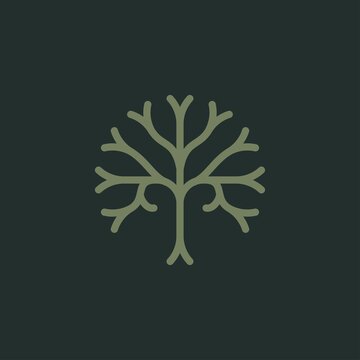 Line art tree logo design inspiration vector template