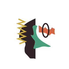 Modern abstract geometric shapes arrangement on white background