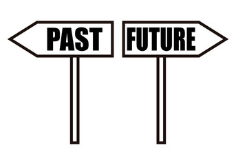 Icono negro de señal de pasado vs futuro.  - obrazy, fototapety, plakaty