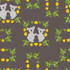 beautiful seamless pattern of koala frame
