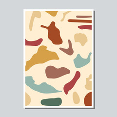 Card with Modern abstract organic shapes arrangement. Earthy colors.