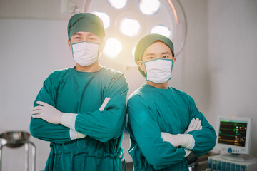Fototapeta na wymiar Team of Surgeons Operating in the Hospital.