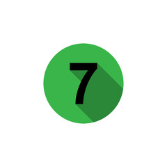 number 7, isolated in a circle with shadows