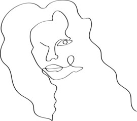 one line art female woman silhouette portrait face head profile minimalism