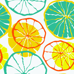 Colorful citrus fruit repeating pattern 