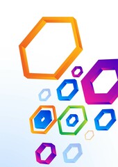Background colored 3d hexagons flying transparent geometric element style gradient color vector