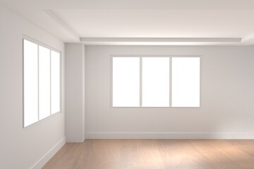 empty room with light from window interior in 3D rendering