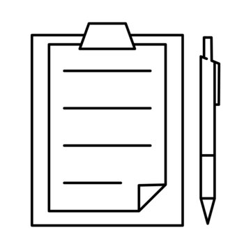 Tablet icon for writing and pen. Website page design element. Isolated image. Vector
