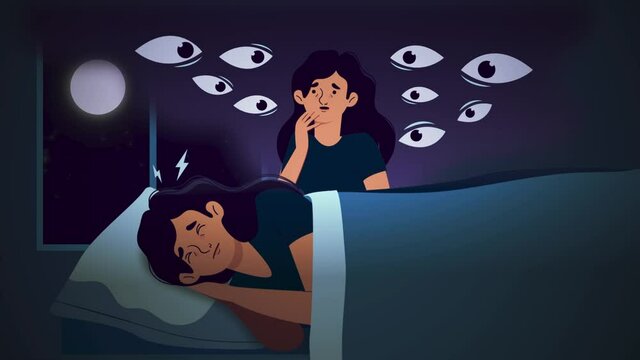 Animation of a girl as she sees nightmare. Computer generated animation of a nightmare.