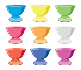 vector set of colorful ceramic bowls