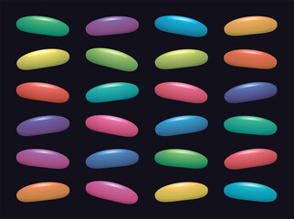 vector  colorful fruit gelatin jelly beans on black background