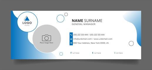 Modern business Email signature template with an author photo place. minimalist layout design for corporate or company esignature