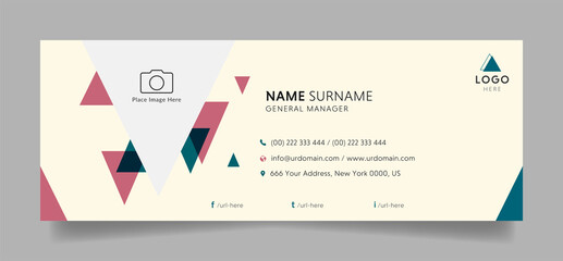 Business email signature with an author photo place modern and minimal design layout