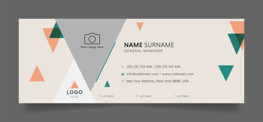 Email signature template with an author photo place modern and minimal layout design
