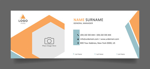 Modern business email signature template with an author photo place. editable esignature