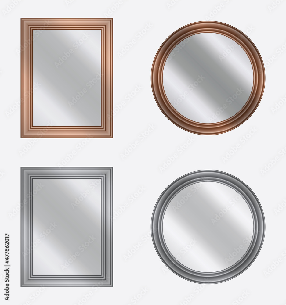 Poster vector set of frames with mirrors on white background