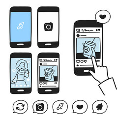 スマホのSNSやチャットに関するアイコンセット