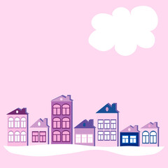 a European town, houses. Design element of books, notebooks, postcards, interior items