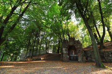 Fototapeta na wymiar Park by the sanctuary St. Anna (St. Anna Mount, Poland)