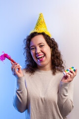 Young woman celebrating new year party