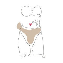 one line art female woman naked body minimalism