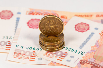 5000 rubles (Russian) and small money.