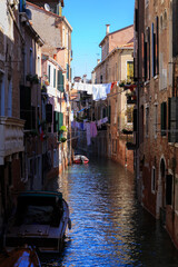 Venice canal drying clothes