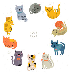 Obraz na płótnie Canvas Background for text with cute and funny cats