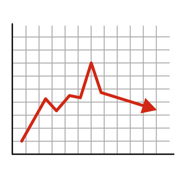 Red  arrow,  graph of growth. Isolated vector illustration on white background.
