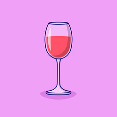 Glass of Wine Vector Illustration. Drink. Alcoholic Beverages. Flat Cartoon Style Suitable for Web Landing Page, Banner, Flyer, Sticker, Card, Background