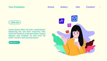 background with flat image of women chatting, good for lendingpage, homepage, web etc.