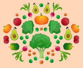 Vegetable Kaleidoscope design 